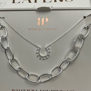 Ring Bomb Party Luxe Layers “Sunset Shimmer” Silver Plated/CZ Horseshoe NIB